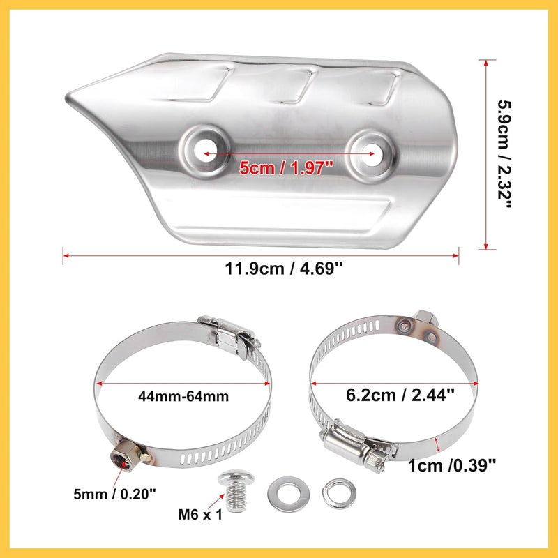 REPAIROCK 1 Set Universal Motorcycle ATV 4.69'' Exhaust Muffler Pipe Heat Shield Cover Guard Protector White Auto Replacement Parts - Image 3